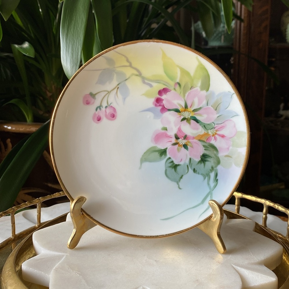 Antique Nippon Hand Painted Pastel Floral Wall Decor Decorative Display Plate